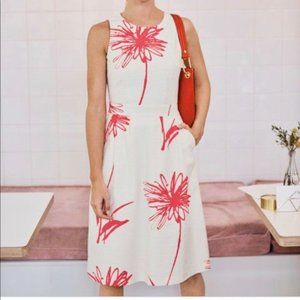Boden Evelyn sleeveless party dress size 6 white with large red flowers
